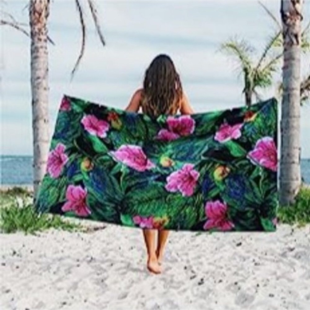 100% Cotton - Oversized Beach Towel w/ 2 Snap Buttons Transform into Cape